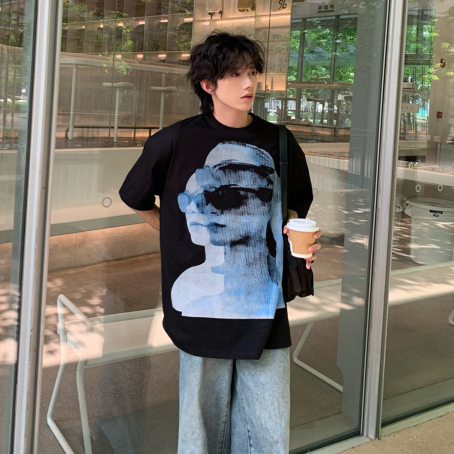 C316T2362P38夏装新款纯棉潮流体恤潮牌短袖T恤宽松印花tee,男装T恤,电商C316