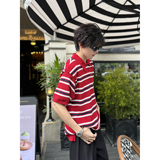 C316T8130P58春装新款短袖红色条纹polo领时尚短袖T恤男女情侣，男装T恤，电商C316