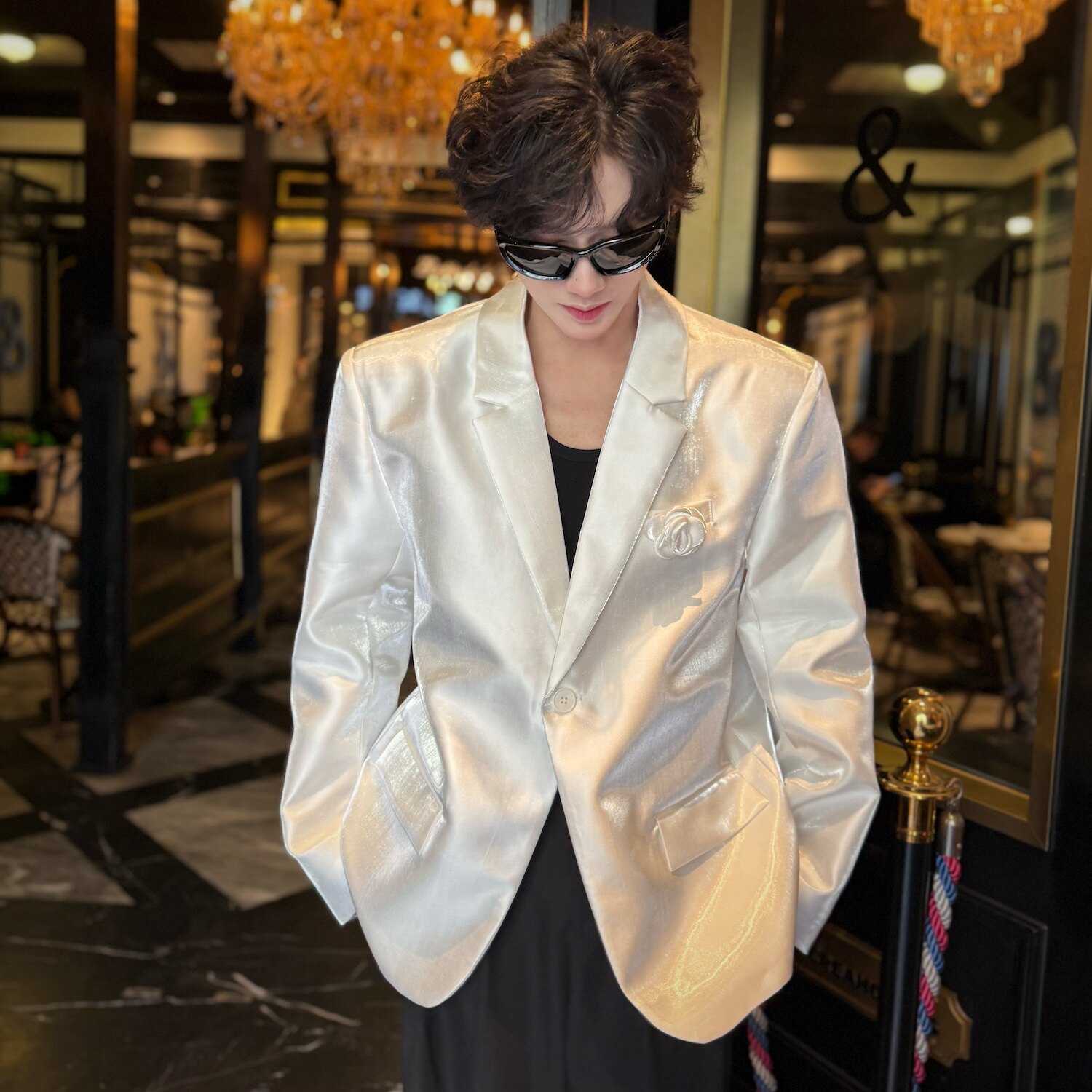 C316XZ0326P118春夏新款长袖西服亮色西装场合玫瑰花设计外套,男装西服套装,电商C316