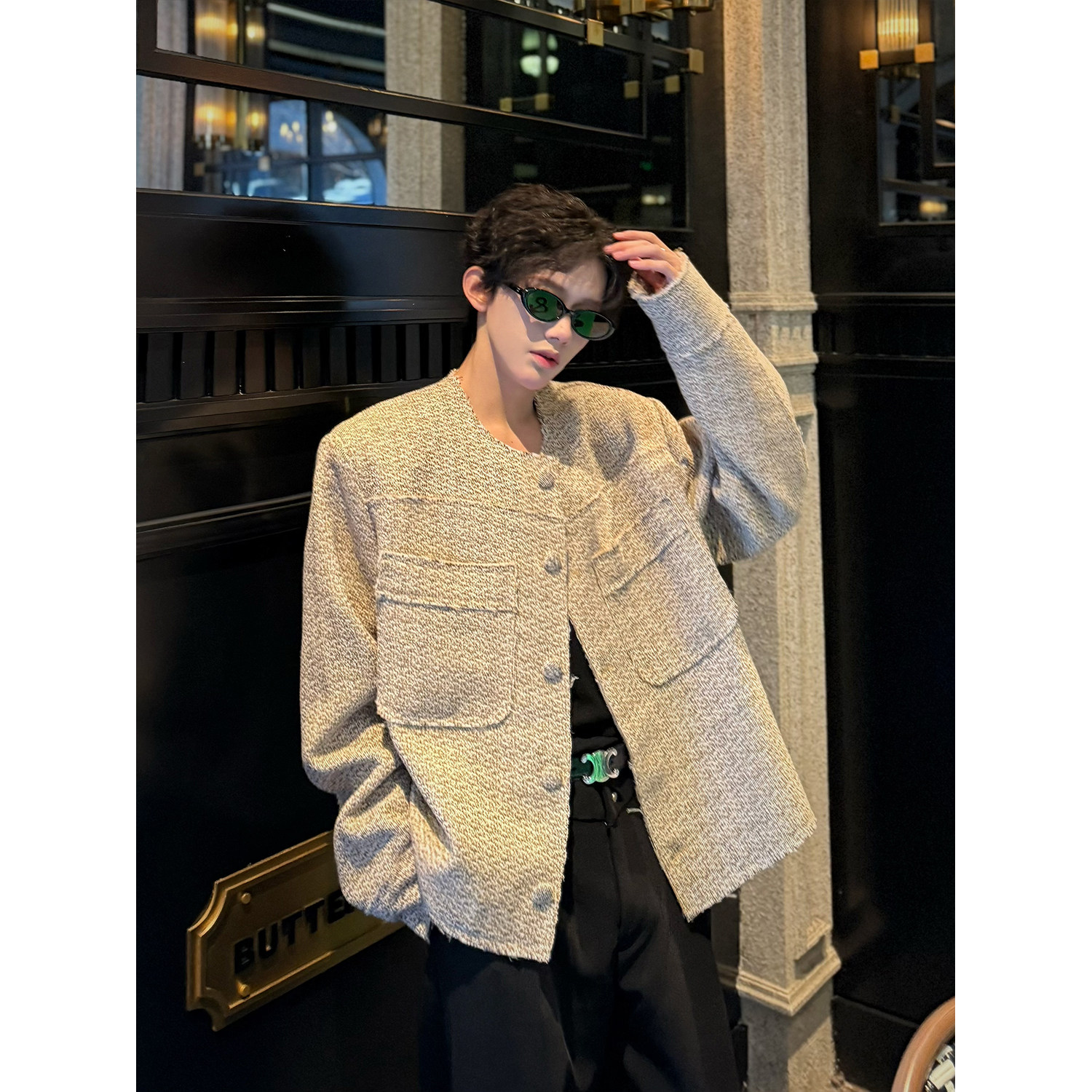 C316WT1069P128春装新款小香风卡其短款外套时尚高级感夹克,男装夹克,电商C316