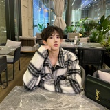 C316WT173P128冬装新款加棉格子时尚毛呢大衣外套百搭短款网红，男装毛呢大衣，电商C316