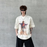 C316T08P58春夏新款亮闪闪脏脏工艺做旧时尚T恤短袖tee潮，男装T恤，电商C316