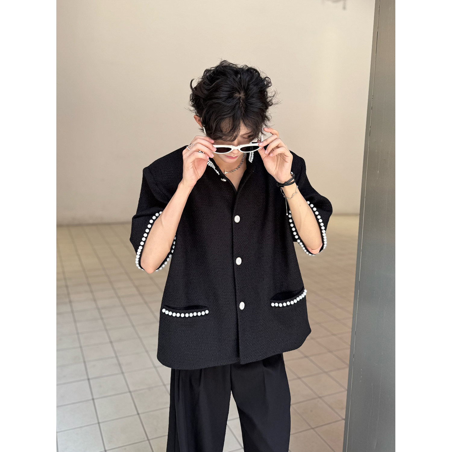 C316Jk8325P118小香风珍珠系列小香风外套时尚宽松小清新男装,女装短外套,电商C316