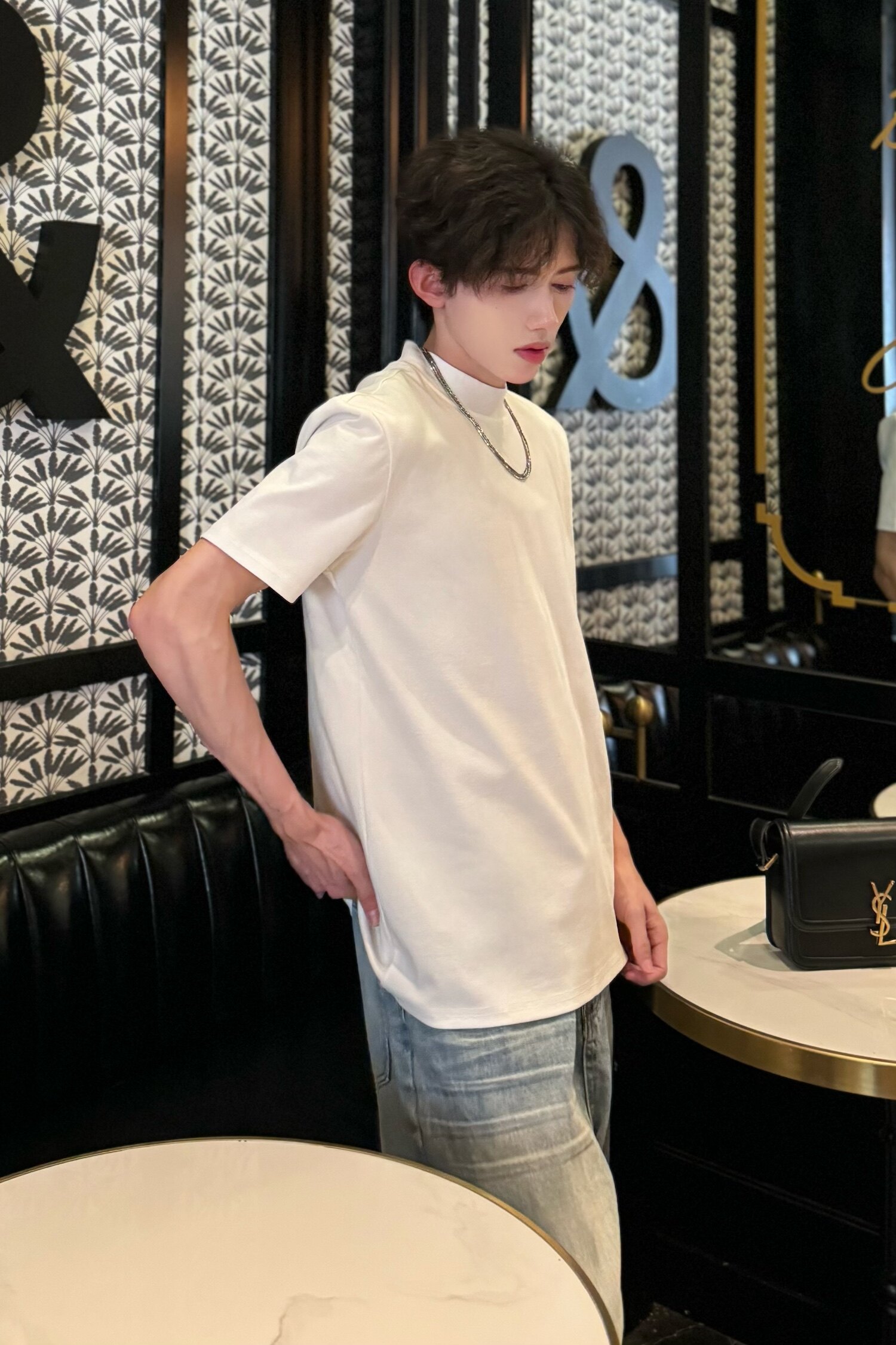 C316T1119P38控58春夏新款短袖T恤时尚修身百搭tee王嘉尔同款,男装T恤,电商C316