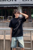 C316DX89P4868夏装新款短袖T恤拉链时尚潮黑色tee个性男，男装T恤，电商C316