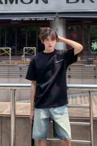 C316 DX89 P4868 夏装新款短袖T恤拉链时尚潮黑色tee个性男图片