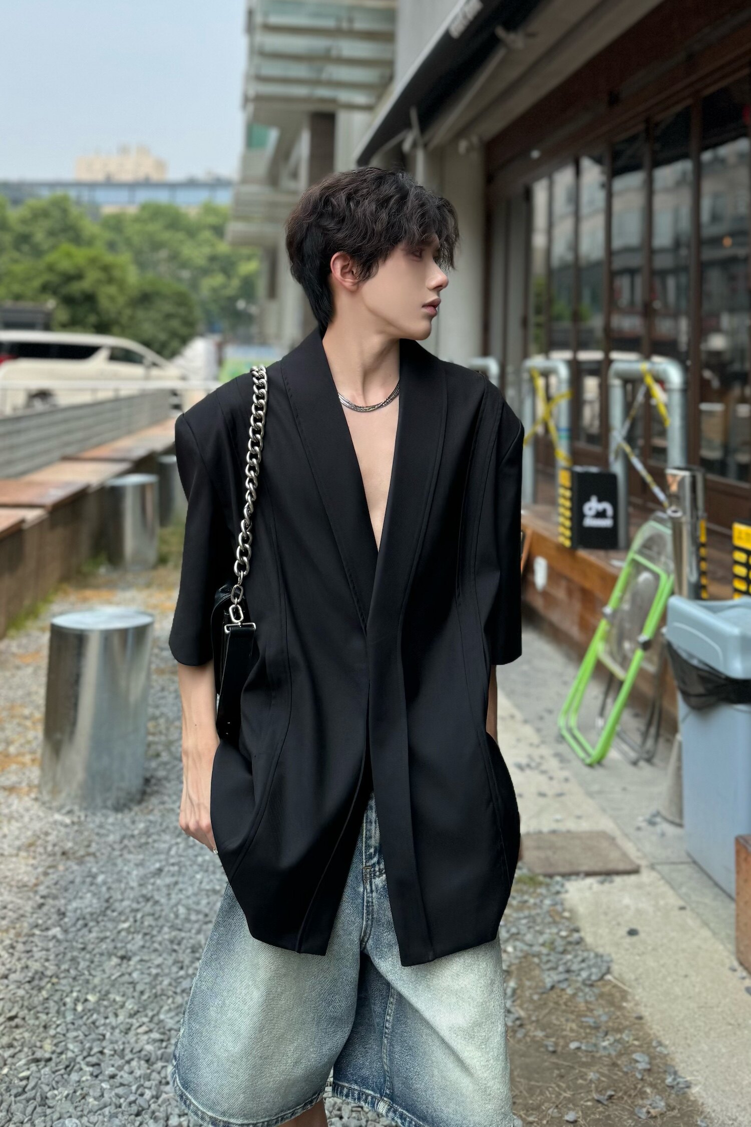 C316XZ1154P88夏装新款短袖西服时尚宽松性感欧美西装外套个性,男装西服,电商C316