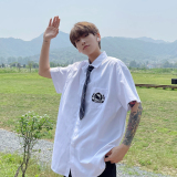 C316CS656P48夏装新款短袖衬衫DKJK制服班服学院风情侣装现货，男装T恤，电商C316