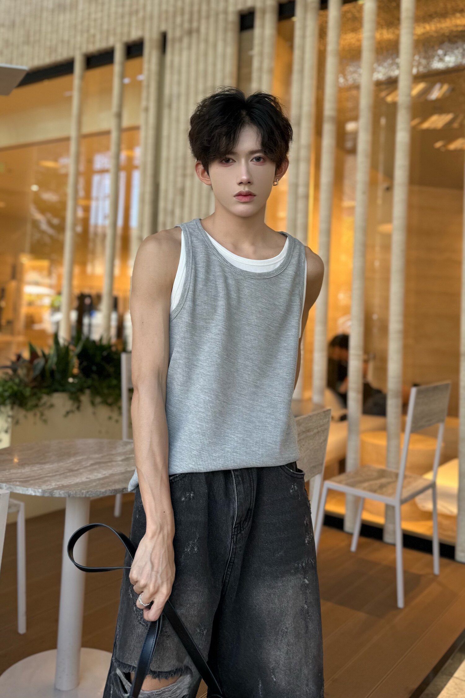 C316B1165P33夏装新款无袖背心拼接撞色时尚汗背心个性百搭,男装背心/马甲,电商C316