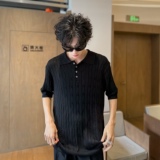 C316T8050P58针织polo扭花短袖T恤冰感面料tee白色黑色灰色，男装T恤，电商C316