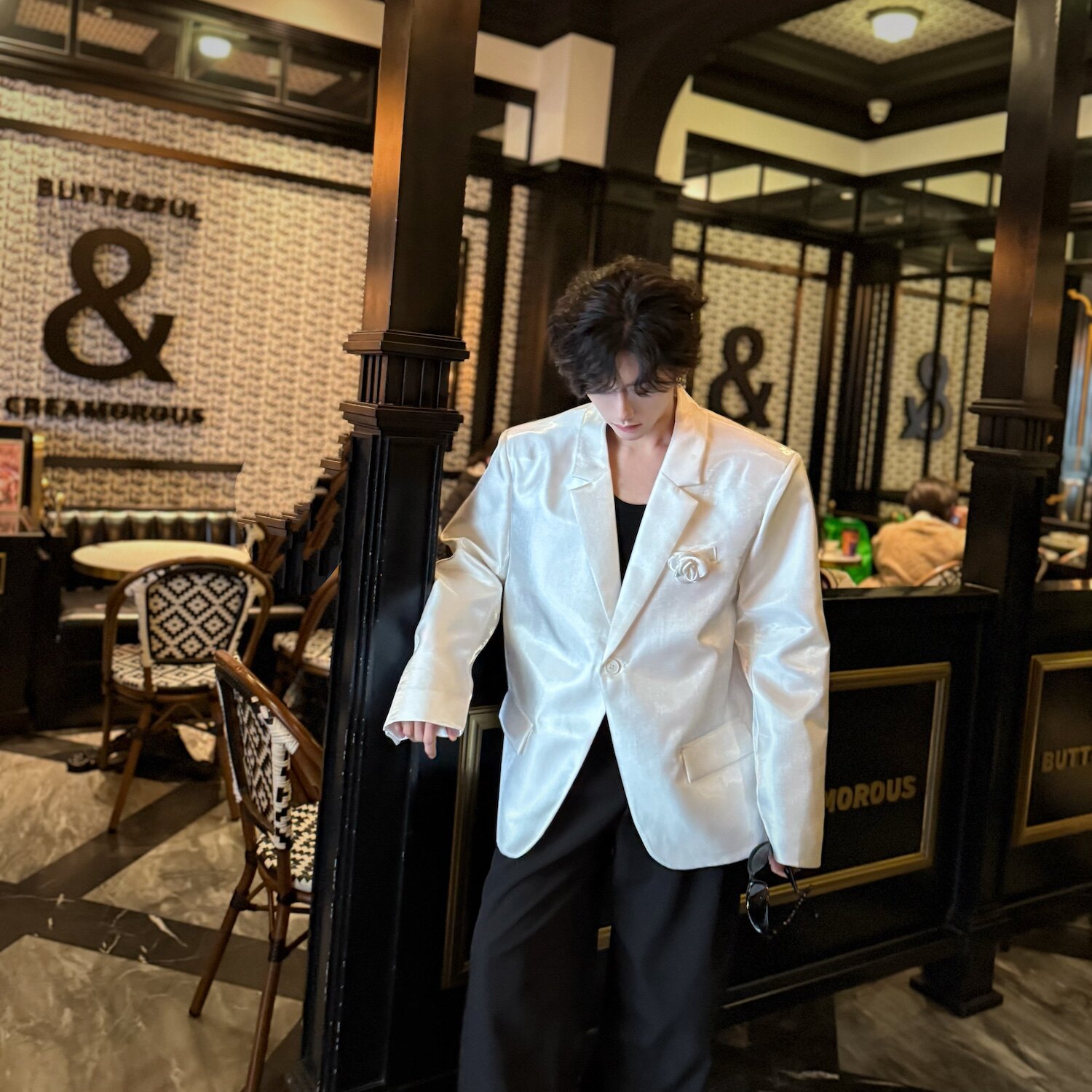 C316XZ0326P118春夏新款长袖西服亮色西装场合玫瑰花设计外套,男装西服套装,电商C316