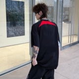C316T01P58春夏新款棒球服拼接撞色黑红短袖T恤透气吸汗tee，男装T恤，电商C316