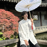 C316Z2347P58男生新中式汉服防晒衣时尚立领白色棉麻衬衫，男装防晒衣，电商C316