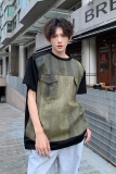 C316T1156P68夏装新款短袖T恤时尚百搭潮tee牛仔个性拼接，男装T恤，电商C316