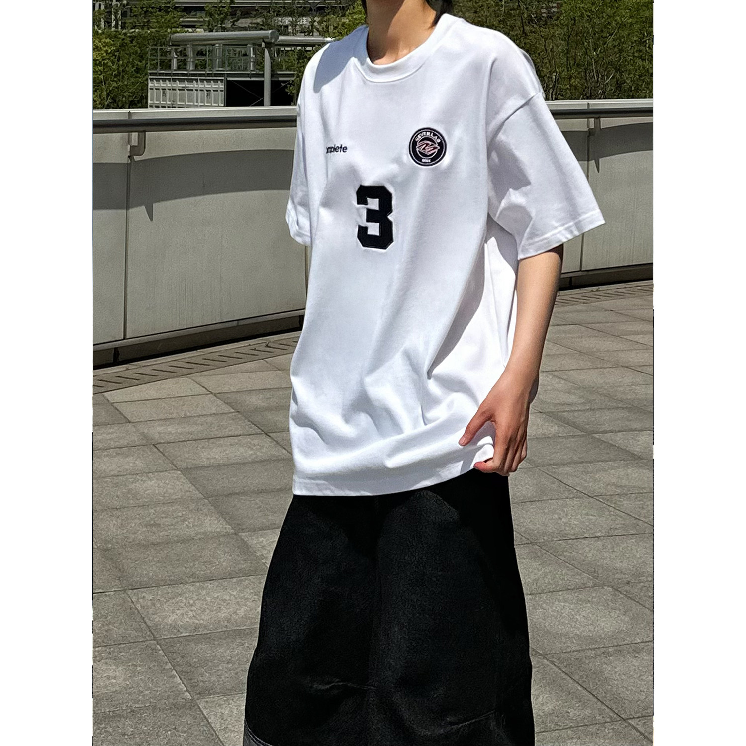 C316TH410P48夏装新款短袖T恤时尚短袖刺绣运动tee学院宽松,男装T恤,电商C316