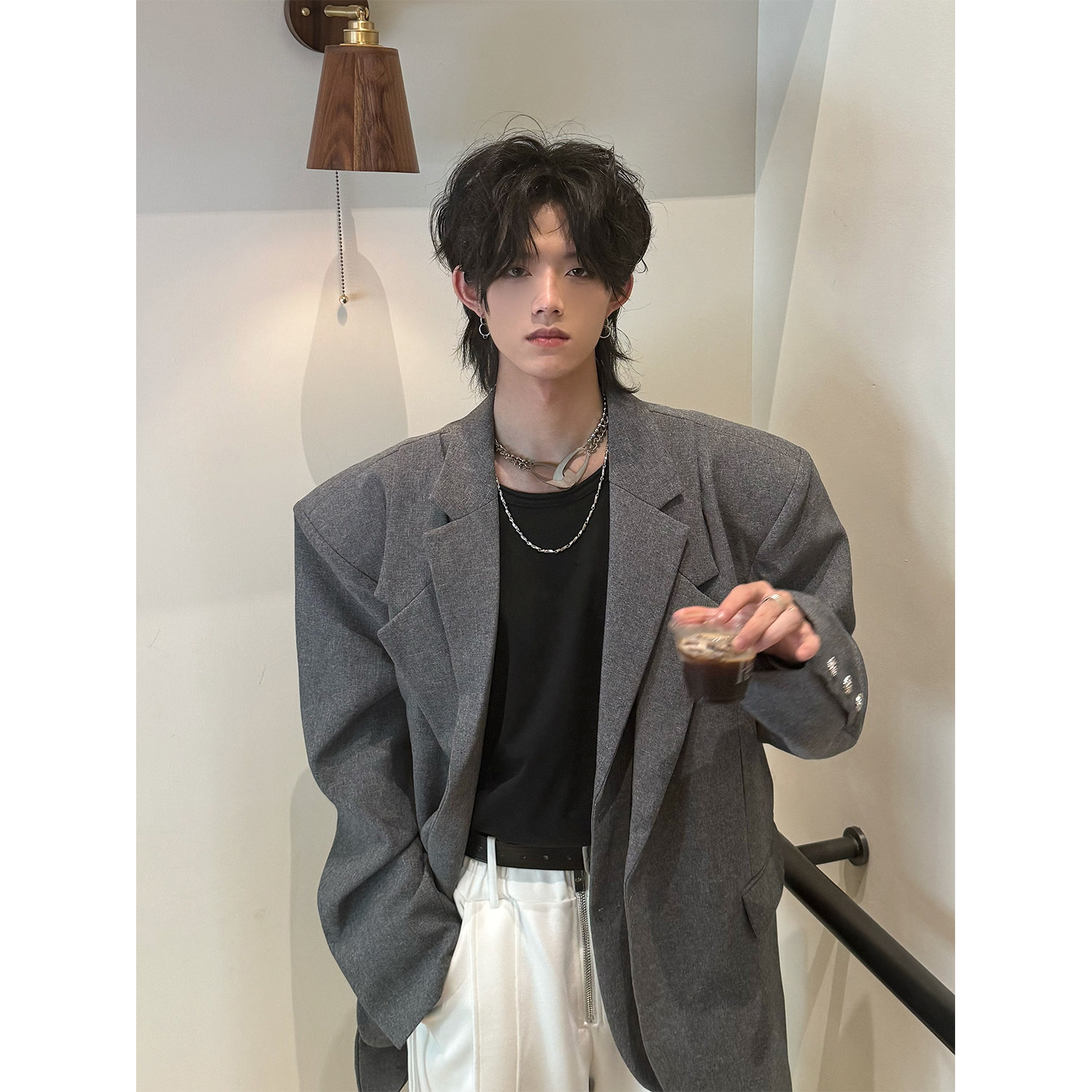 C316XZ1277P138秋冬新款宽松双领西服松弛感外套时尚休闲西装,男装西服套装,电商C316