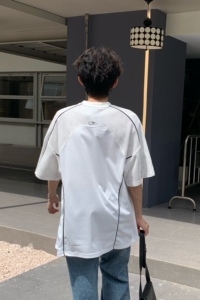 C316T1999 P68 夏季新款运动风T恤美式风格短袖tee潮拼接脏兮设计图片