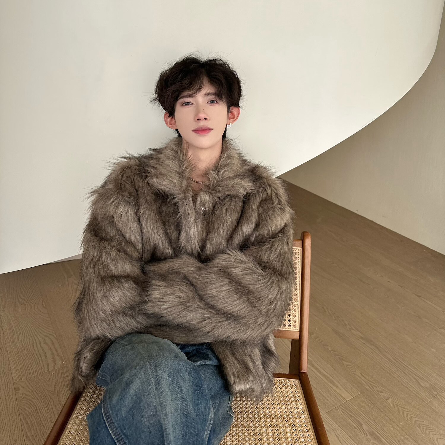 C316WT161P168冬装新款毛毛衣草短款外套网红时尚棉衣，男装针织衫/毛衣，电商C316