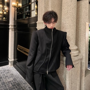 2024新款外套男高级感痞帅轻熟风短款垫肩夹克青少年ins潮牌西服图片