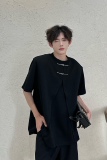 C316T1146P58夏装新款短袖T恤新中式tee黑色白色宽松潮设计，男装T恤，电商C316