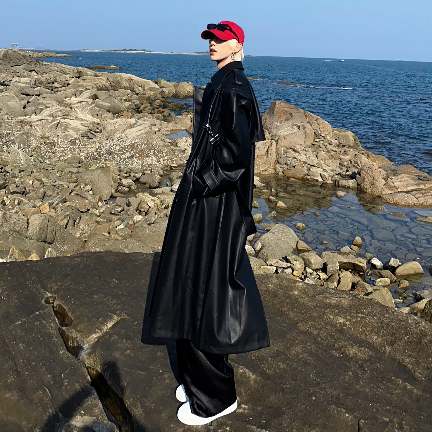 C316PY208P198秋冬重工款皮风衣时尚百搭长款网红风衣外套，男装风衣，电商C316