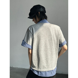 C316XZ0101P48特夏装新款假两件短袖polo衫时尚百搭miu感tee，男装Polo衫，电商C316