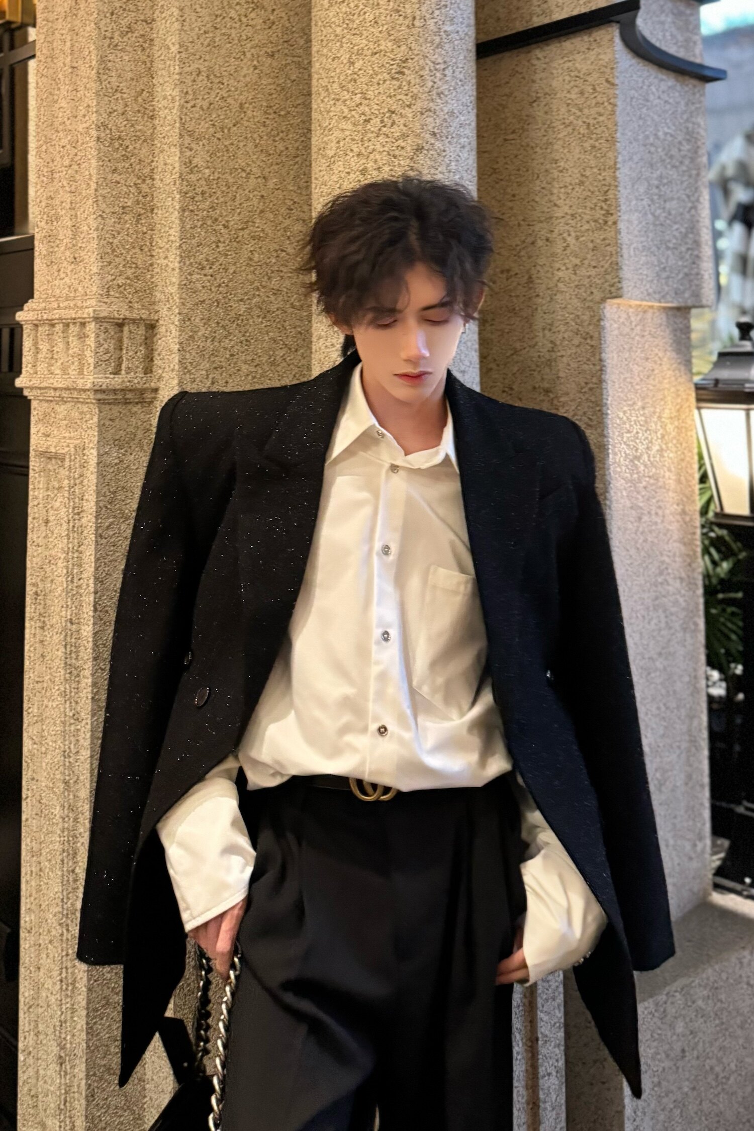 C316XZ835P138春装新款时尚亮片西服修身西装短款外套高级男,男装西服,电商C316