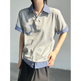 C316XZ0101P48特夏装新款假两件短袖polo衫时尚百搭miu感tee，男装Polo衫，电商C316