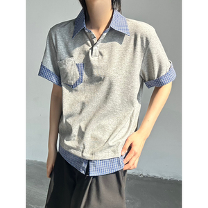 C316 XZ0101 P48特 夏装新款假两件短袖polo衫时尚百搭miu感tee图片