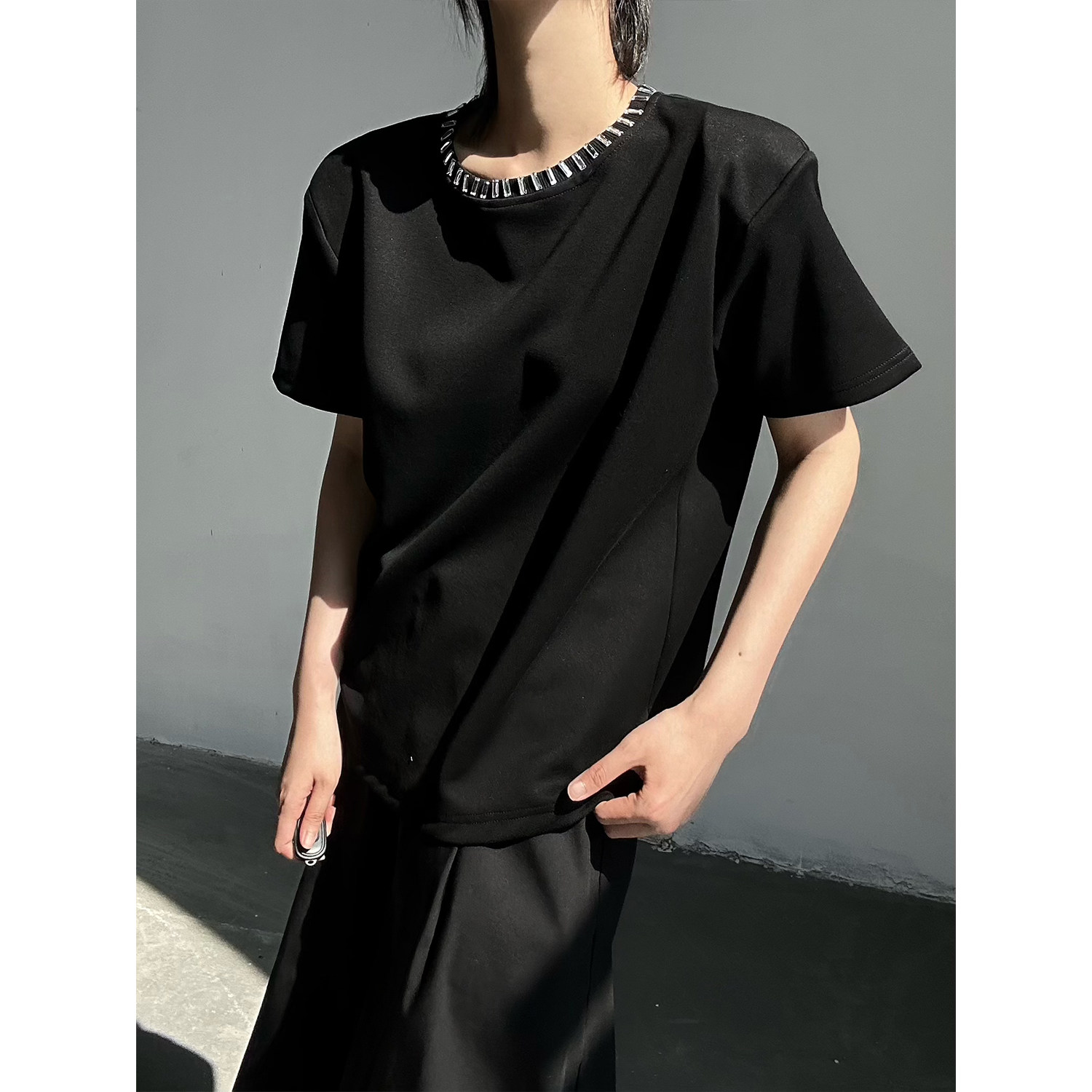 C316T2528P48夏装新款亮片设计时尚百搭短袖T恤宽松个性tee,男装T恤,电商C316