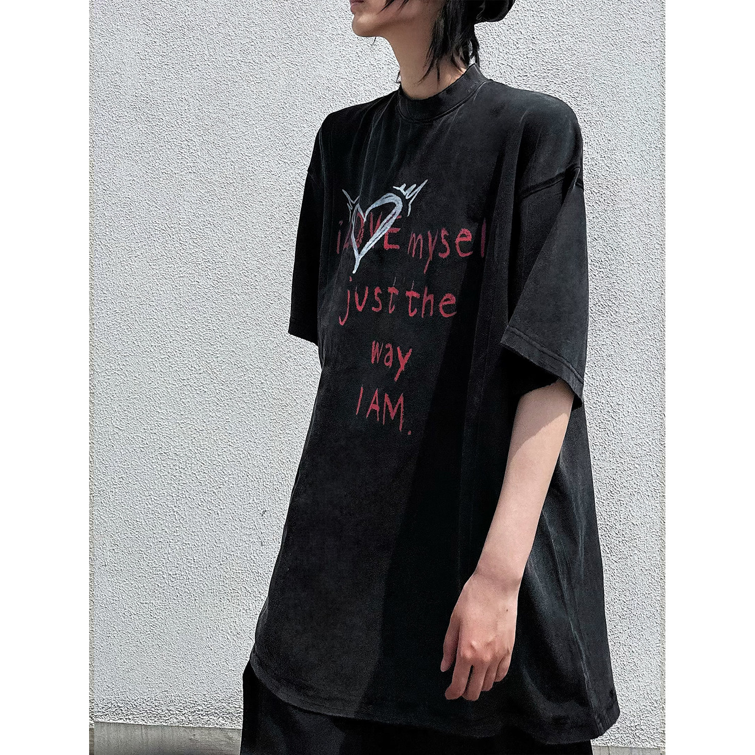 C316T8142P48夏装新款做旧短袖T恤时尚百搭深灰色字母tee,男装T恤,电商C316