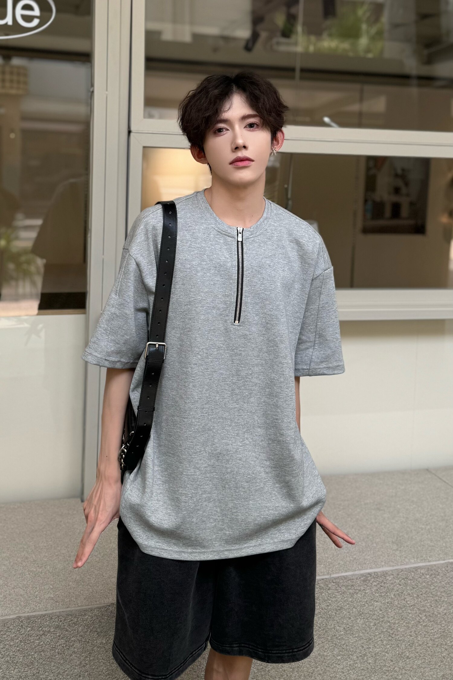 C316DX88P48夏装新款短袖T恤时尚拉链设计个性tee网红简约,男装T恤,电商C316