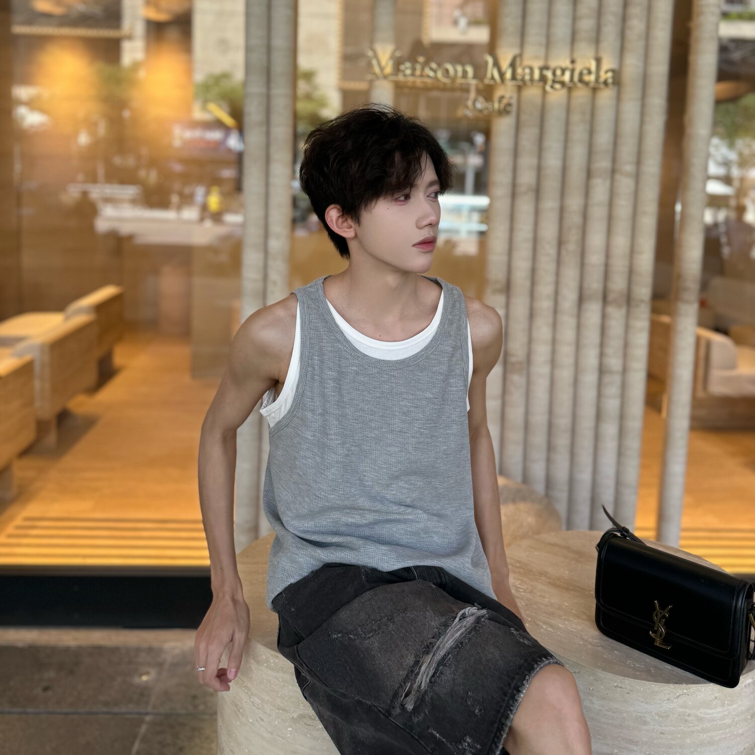 C316B1165P33夏装新款无袖背心拼接撞色时尚汗背心个性百搭,男装背心/马甲,电商C316
