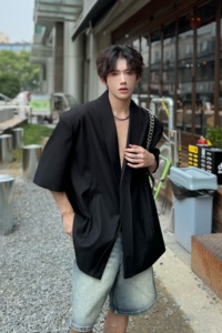 C316XZ1154P88夏装新款短袖西服时尚宽松性感欧美西装外套个性