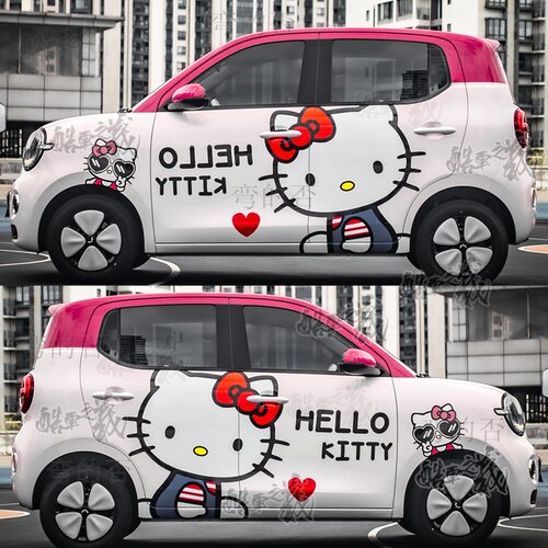 适用于宏光MINI五代四门KT猫个性拉花可爱hello凯蒂猫改装车身贴