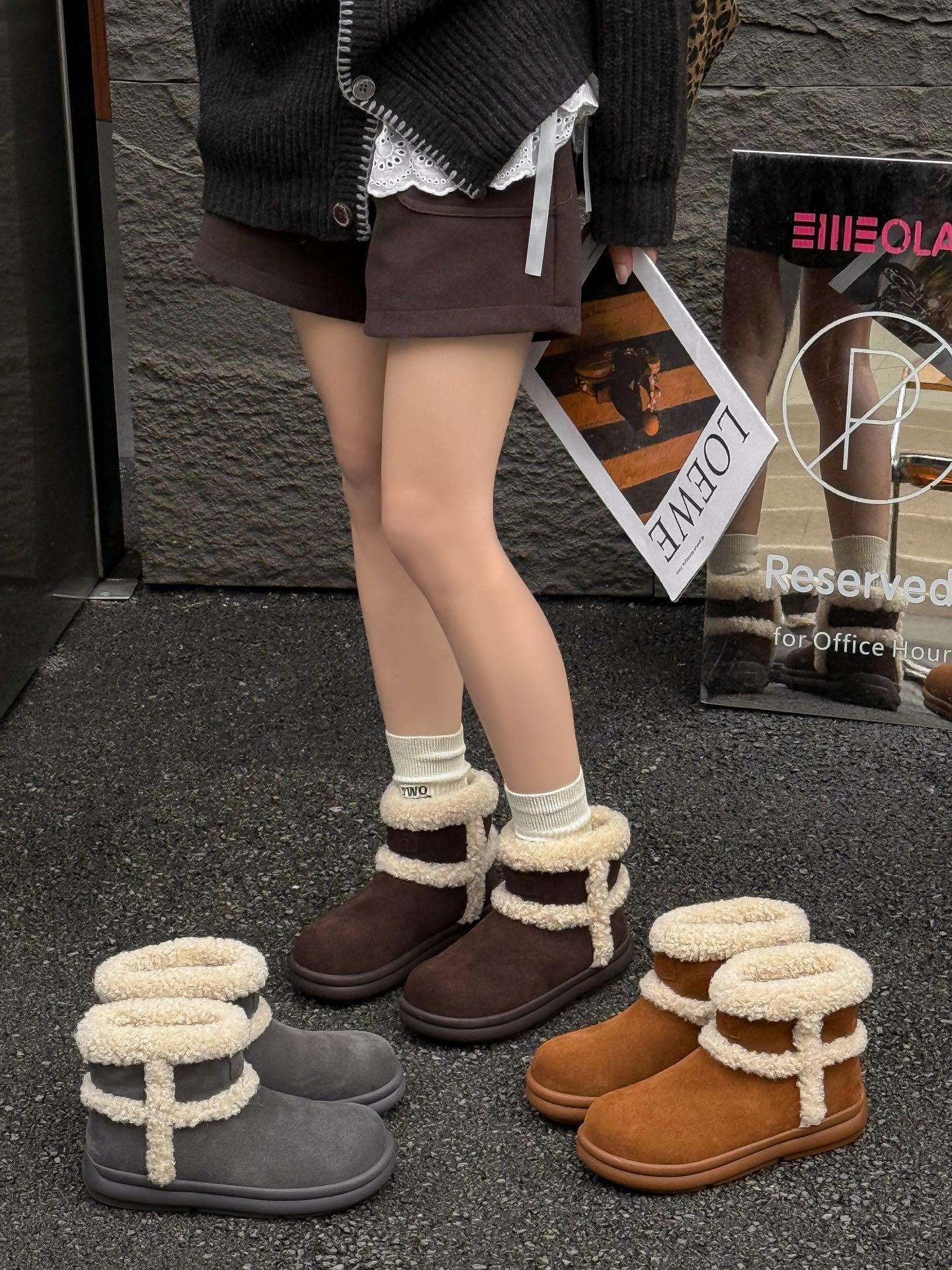 时尚厚底真皮加绒雪地靴女2025冬款韩版保暖棉鞋短靴子防滑勃肯鞋