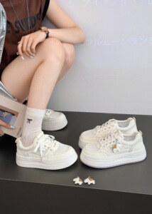 时尚真皮厚底网面小白鞋女2026夏款韩版百搭休闲鞋运动鞋阿甘鞋潮