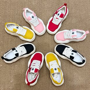 厚底帆布老爹鞋 运动鞋 女2026春款 百搭系带波浪底休闲鞋 潮 韩版 时尚