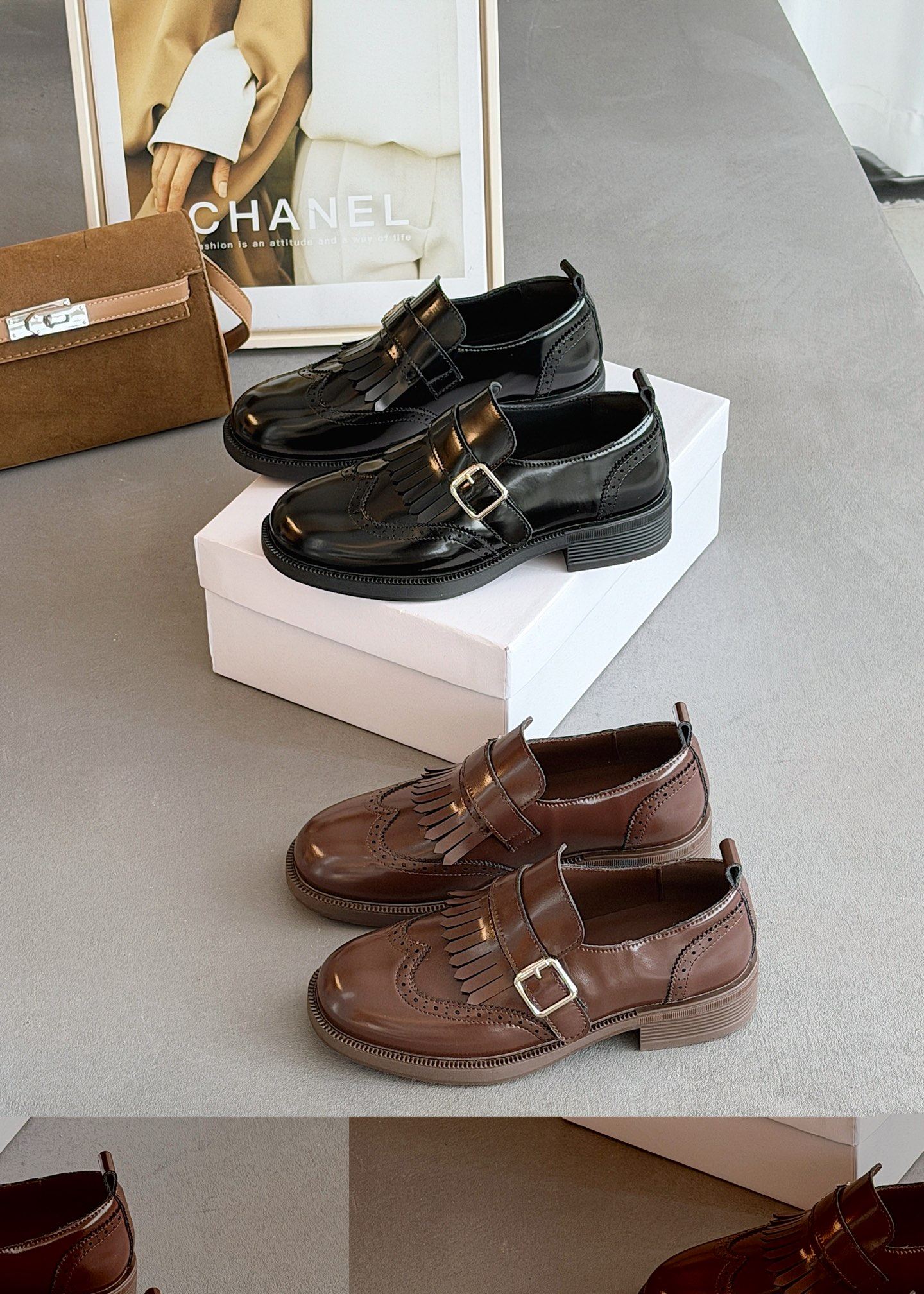 时尚流苏厚底乐福鞋女2026春款韩版百搭平跟搭扣复古休闲鞋小皮鞋,女鞋,乐福鞋（豆豆鞋）,淘宝优惠券,粉丝福利购,淘宝优惠卷