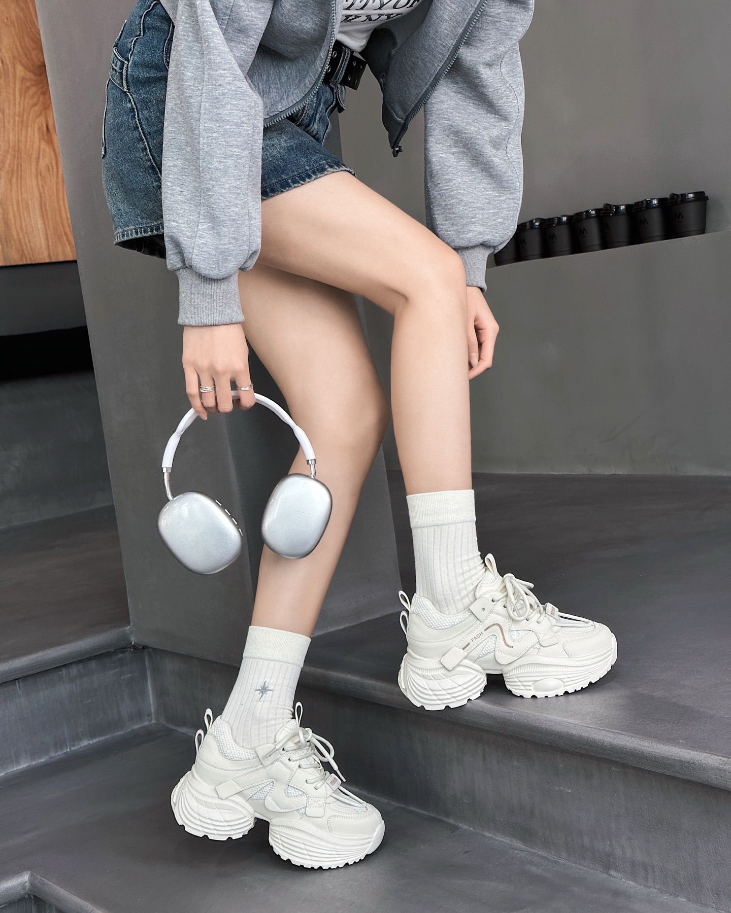 时尚真皮厚底老爹鞋女2025春季新款韩版百搭系带松糕休闲鞋运动鞋