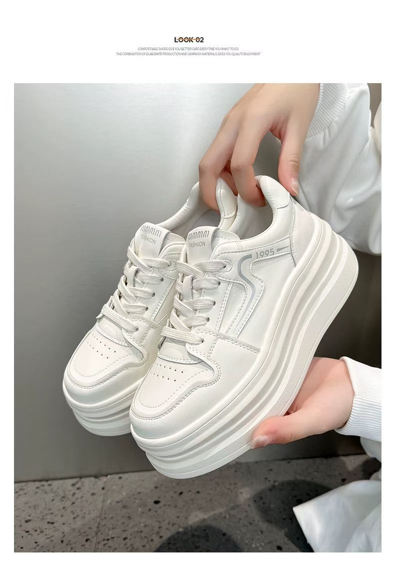 时尚厚底真皮小白鞋女2025秋冬新款韩版百搭圆头休闲运动鞋板鞋潮