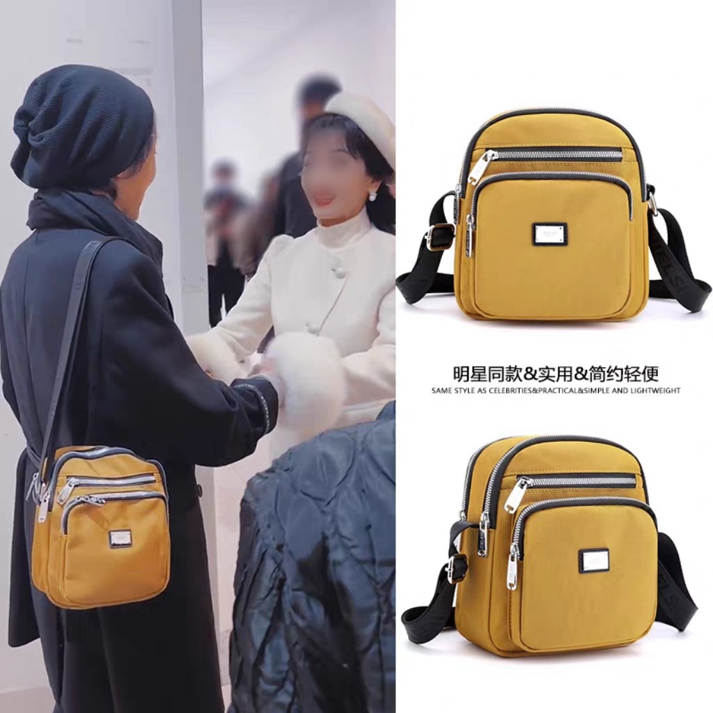 叶童明星同款斜挎包女轻便牛津布小包多层简约帆布单肩包尼龙休闲