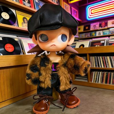 20cm嘎子姐可动豹纹皮草皮帽套装