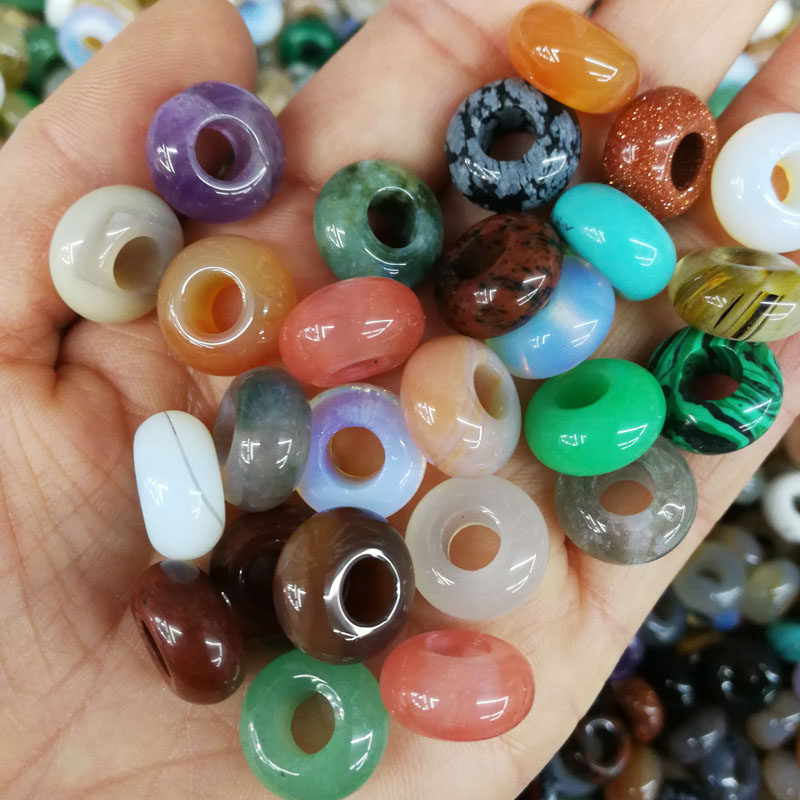 8*14MM CRYSTAL STONE LARGE HOLE BEADS DIY ROPE BEADS PINK QUARTZ AVENTURINE JADE WOVEN BEADS ACCESSORIES MATERIALS