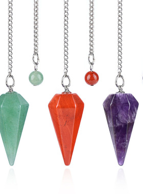 天然水晶灵摆吊坠38mm单尖六角锥