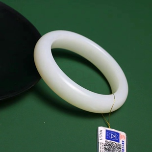 保真和田玉新疆且末米达料羊脂白玉手镯高品质油膏料藏品59.9