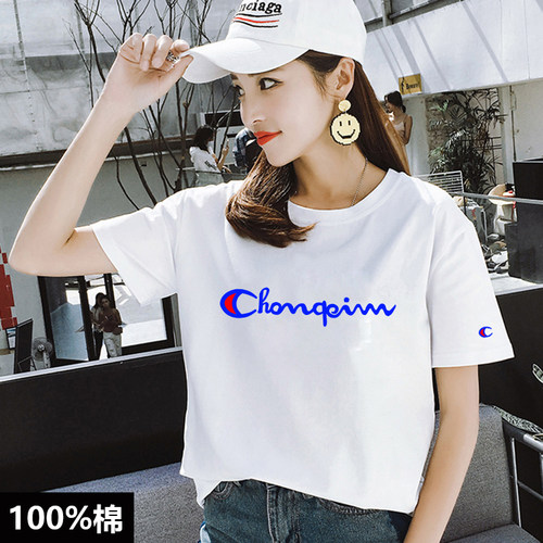 纯棉短袖新款T恤圆领时尚百搭女