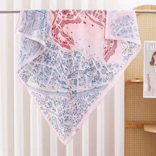 高禾 欧美时尚涂鸦式印花围巾 女士绑发带 网红领巾包头巾 90方巾