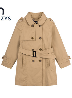 hazzys哈吉斯童装女童风衣2023新防风束腰英伦外套HZQQGD29CC046