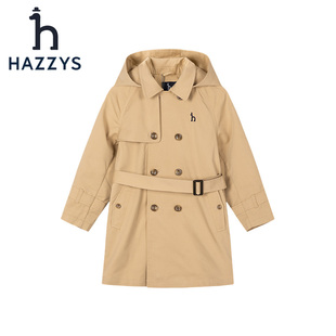 hazzys哈吉斯童装女童风衣2023新英伦防风束腰外套HZQQBD29CC009